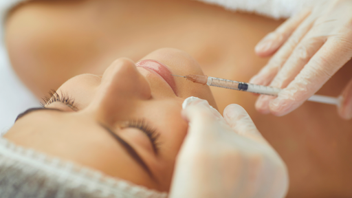 Woman receiving cosmetic injection